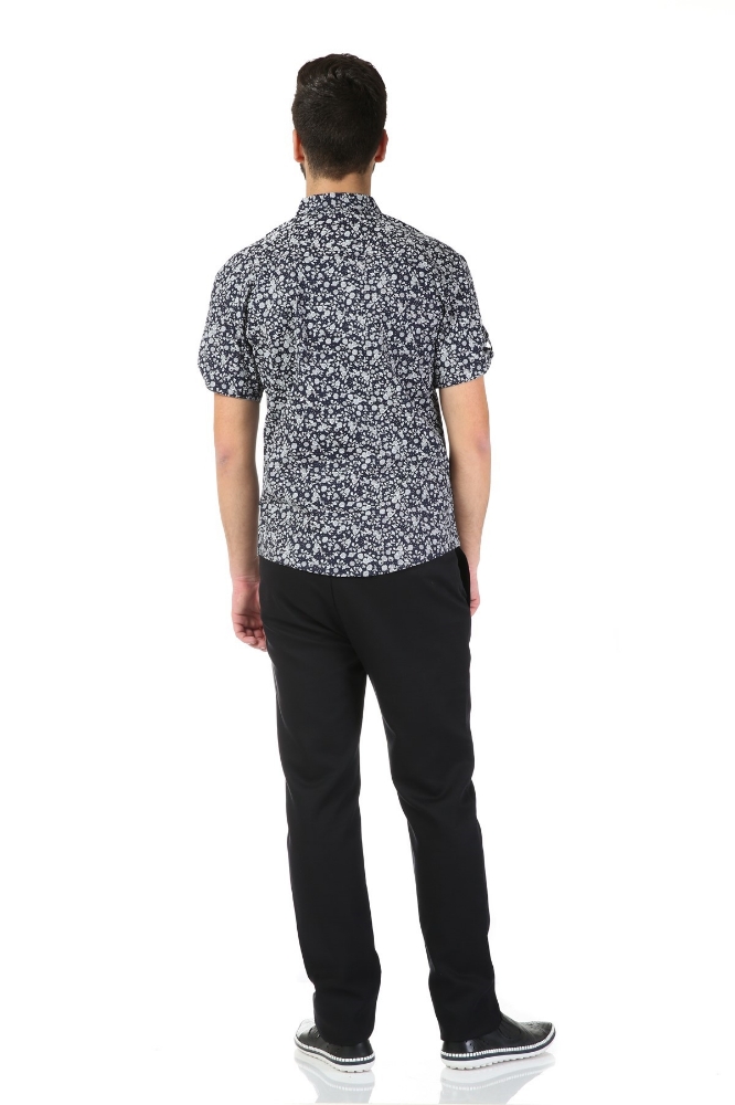 Camasa casual neagra cu imprimeu 8119-1