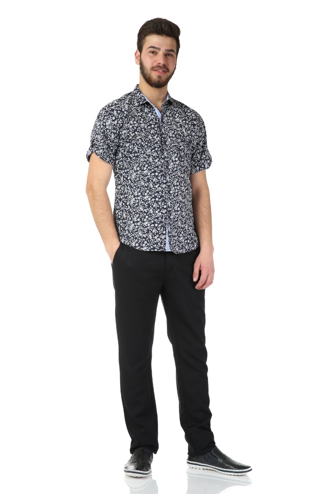 Camasa casual neagra cu imprimeu 8119-1