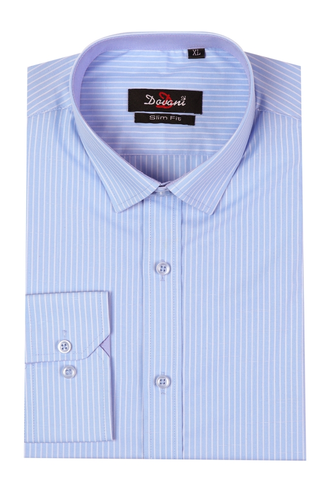 Camasa slim bleu cu dungi 009-0905 F1