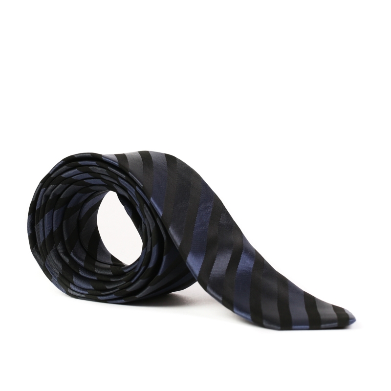 Cravata neagra cu dungi bleumarin F1
