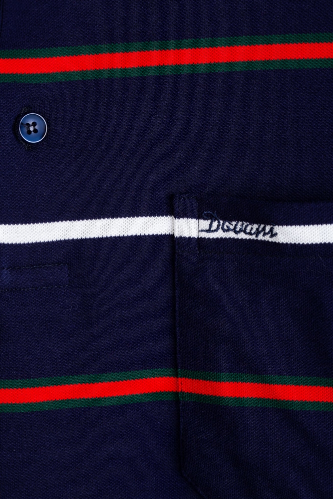 Imagine Tricou bleumarin cu dungi albe si rosii F114-1