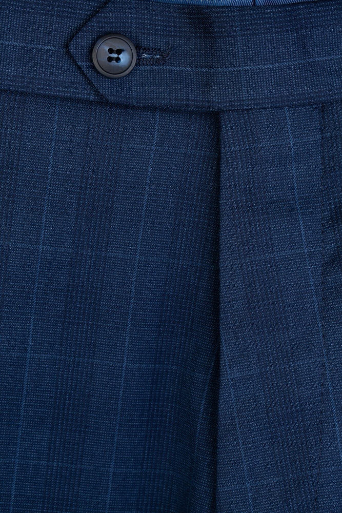 Imagine Pantaloni albastri in carouri A20565-2