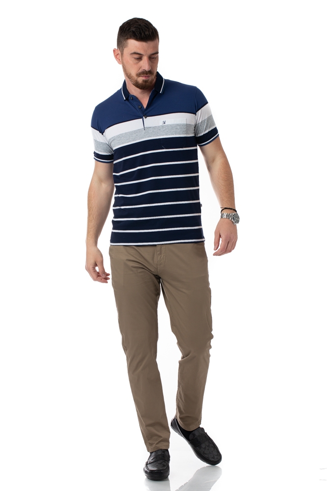Imagine Tricou bleumarin cu dungi albe si albastre 2126-2
