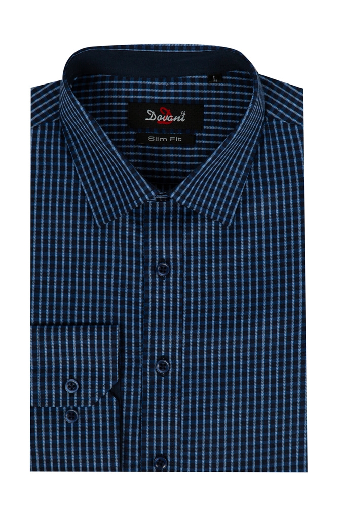 Imagine Camasa slim bleumarin in carouri A9165-44