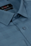 Imagine Camasa slim albastra cu patrate texturate in tesatura L35239-7