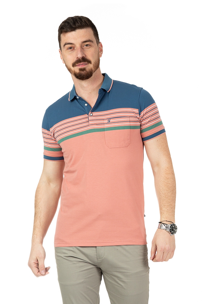 Imagine Tricou frez cu dungi albe, verzi si albastre 278-1