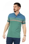 Imagine Tricou verde cu dungi albastre, albe si frez 278-2