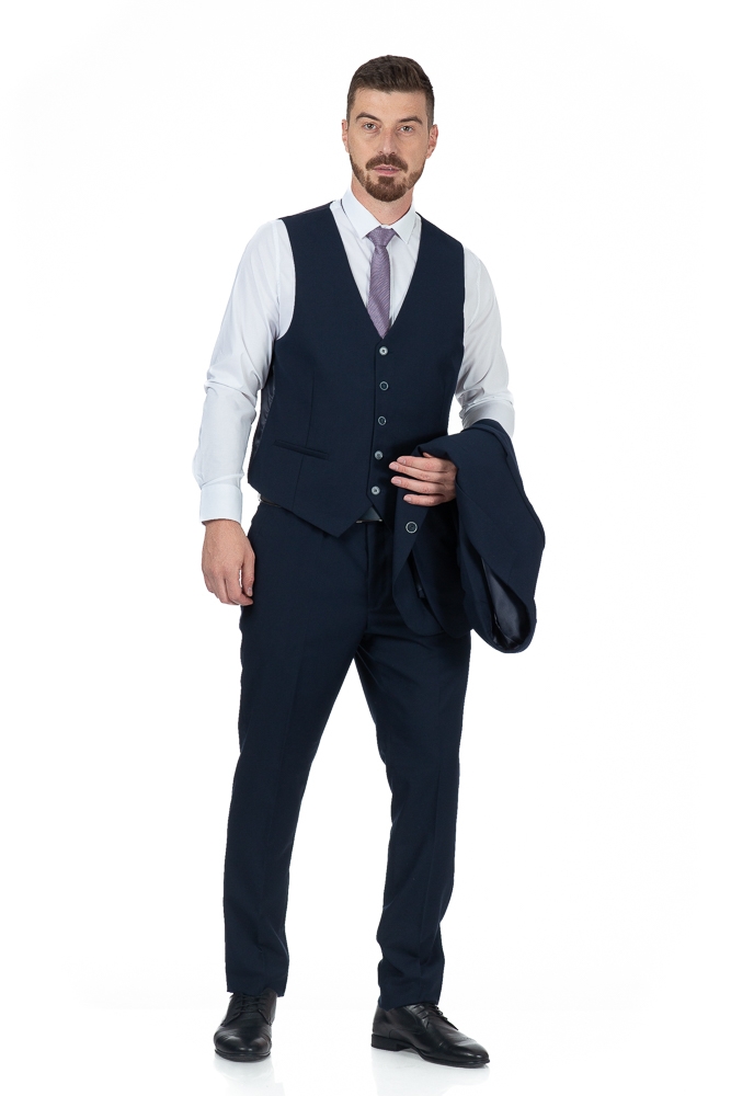 Imagine Costum bleumarin D199-7007 cu vesta