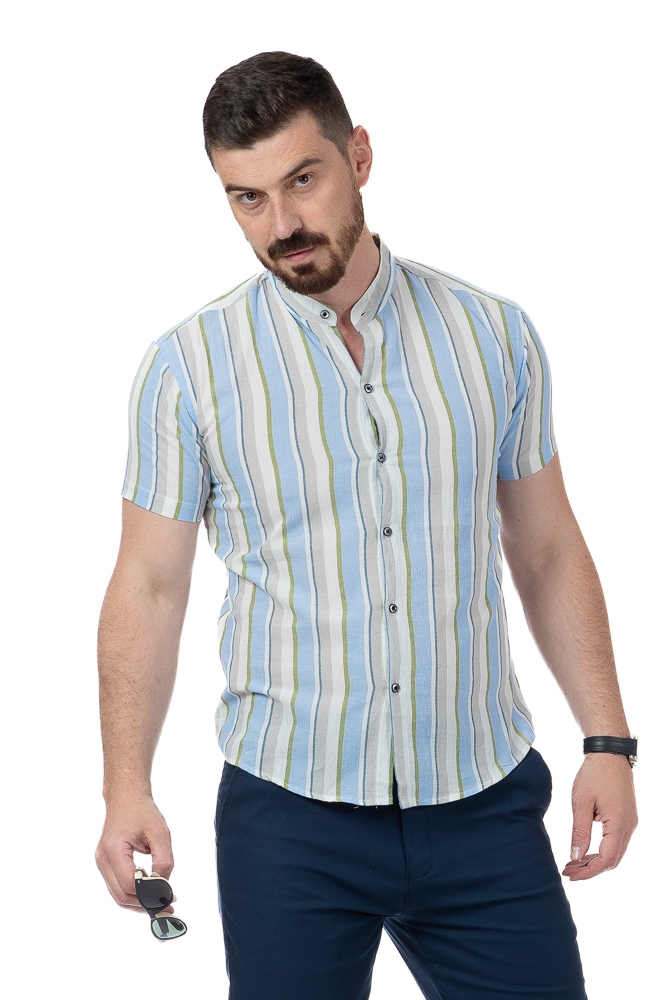 Imagine Camasa casual 243-3 dungi bleu, albe, gri, verzi