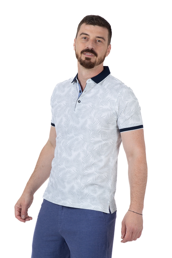 Imagine Tricou alb cu frunze P23302S-3