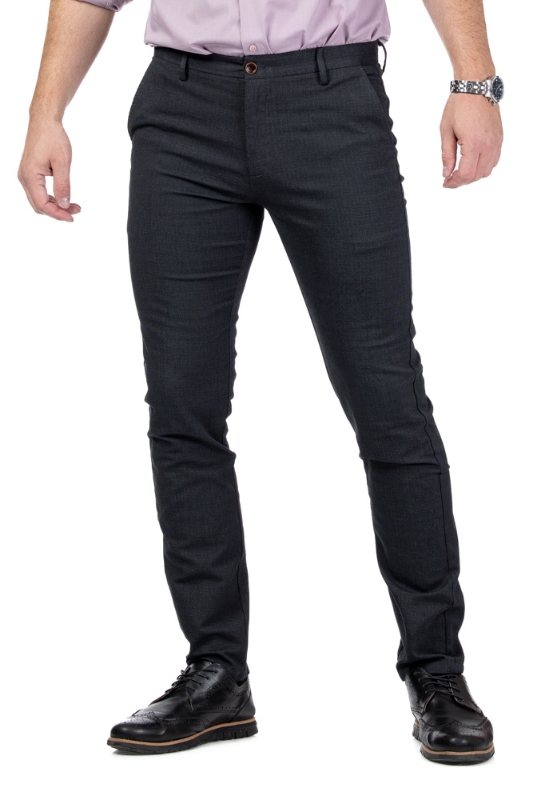 Imagine Pantalon slim negru pepit S554-9