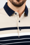 Imagine Tricou bleumarin cu dungi albe si crem GL001L-1