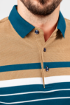 Imagine Tricou verde petrol cu dungi albe si galben camel GL001L-2